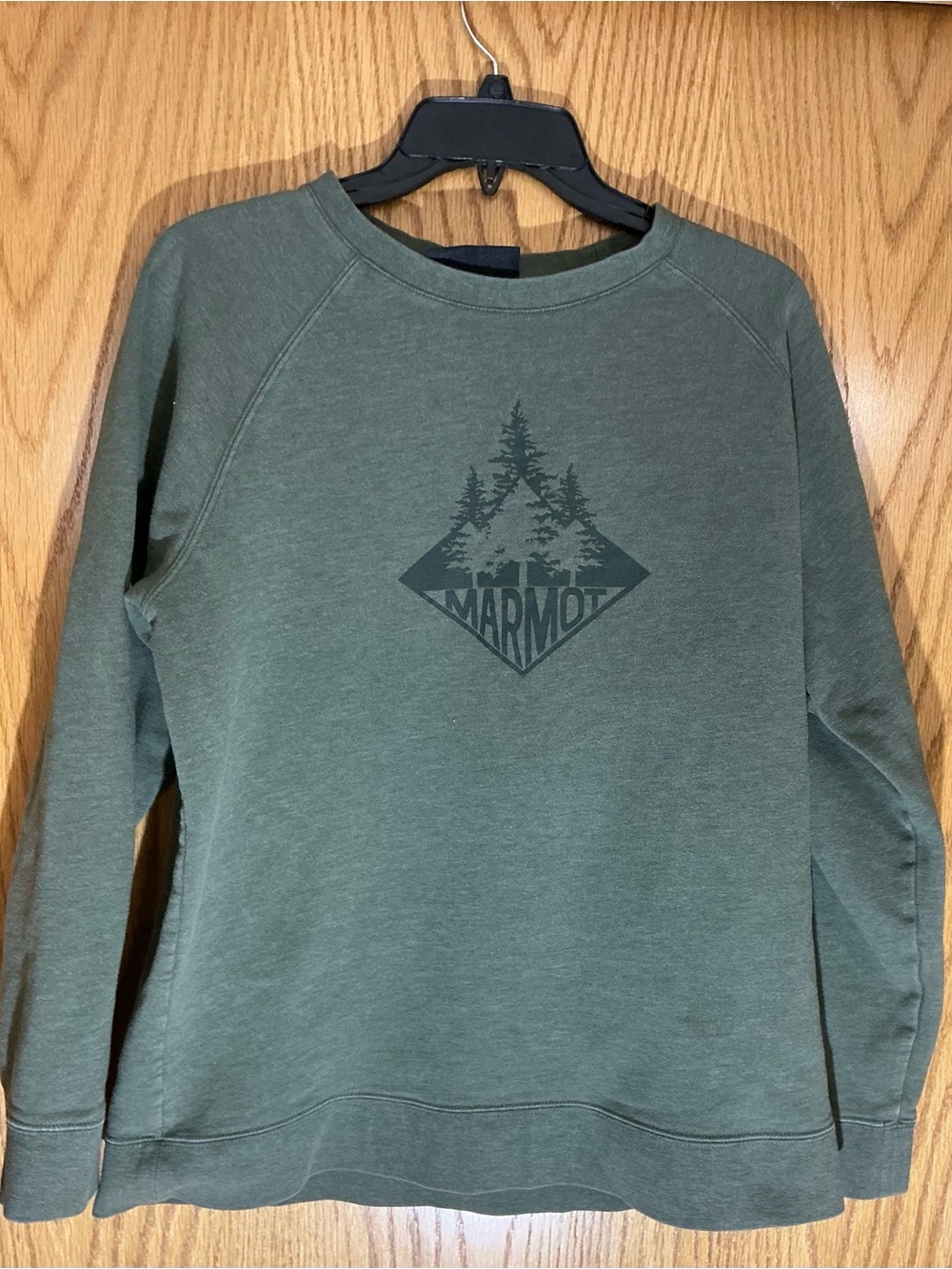 Marmot Forest Green Crewneck Sweatshirt with Tree Logo